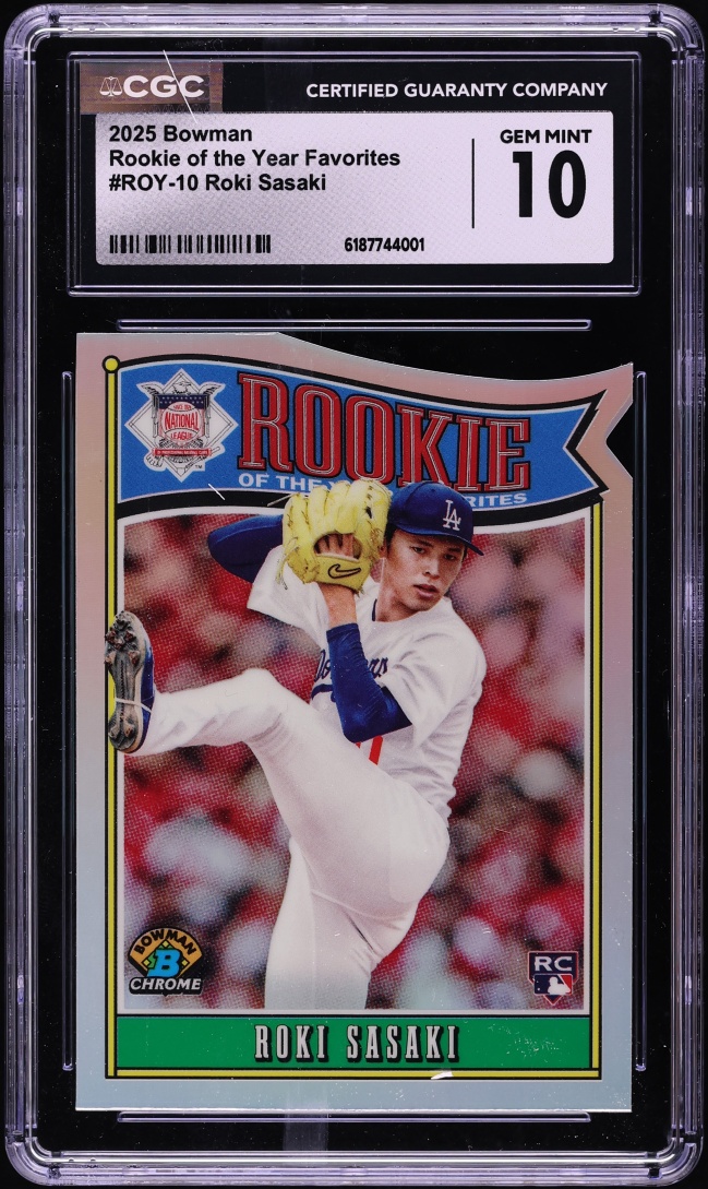 2025 Bowman Chrome ROY Favorites Die-Cut Roki Sasaki ROOKIE #ROY-10 CGC 10 GEM MINT