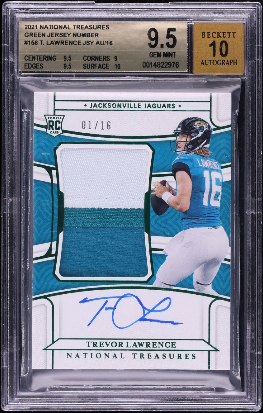 2021 National Treasures Green Trevor Lawrence RC PATCH AUTO 1/16 #156 ...