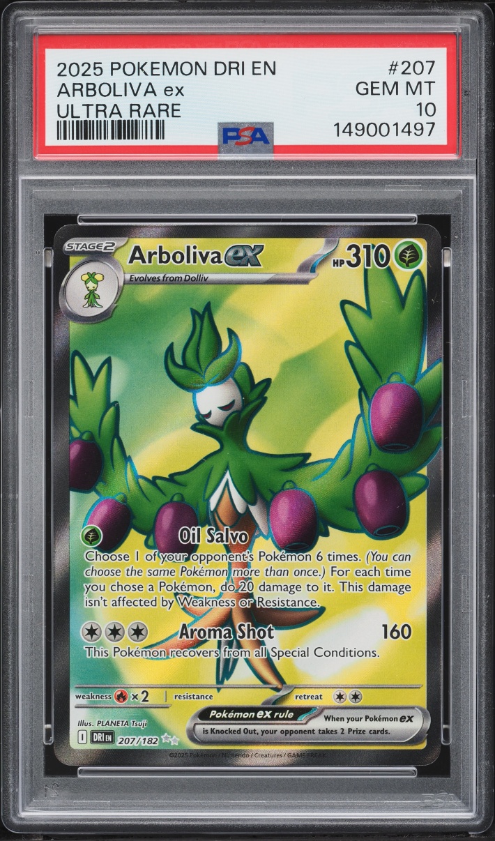 2025 Pokemon Scarlet & Violet Destined Rivals Full Art Arboliva EX #207 PSA 10 GEM MINT