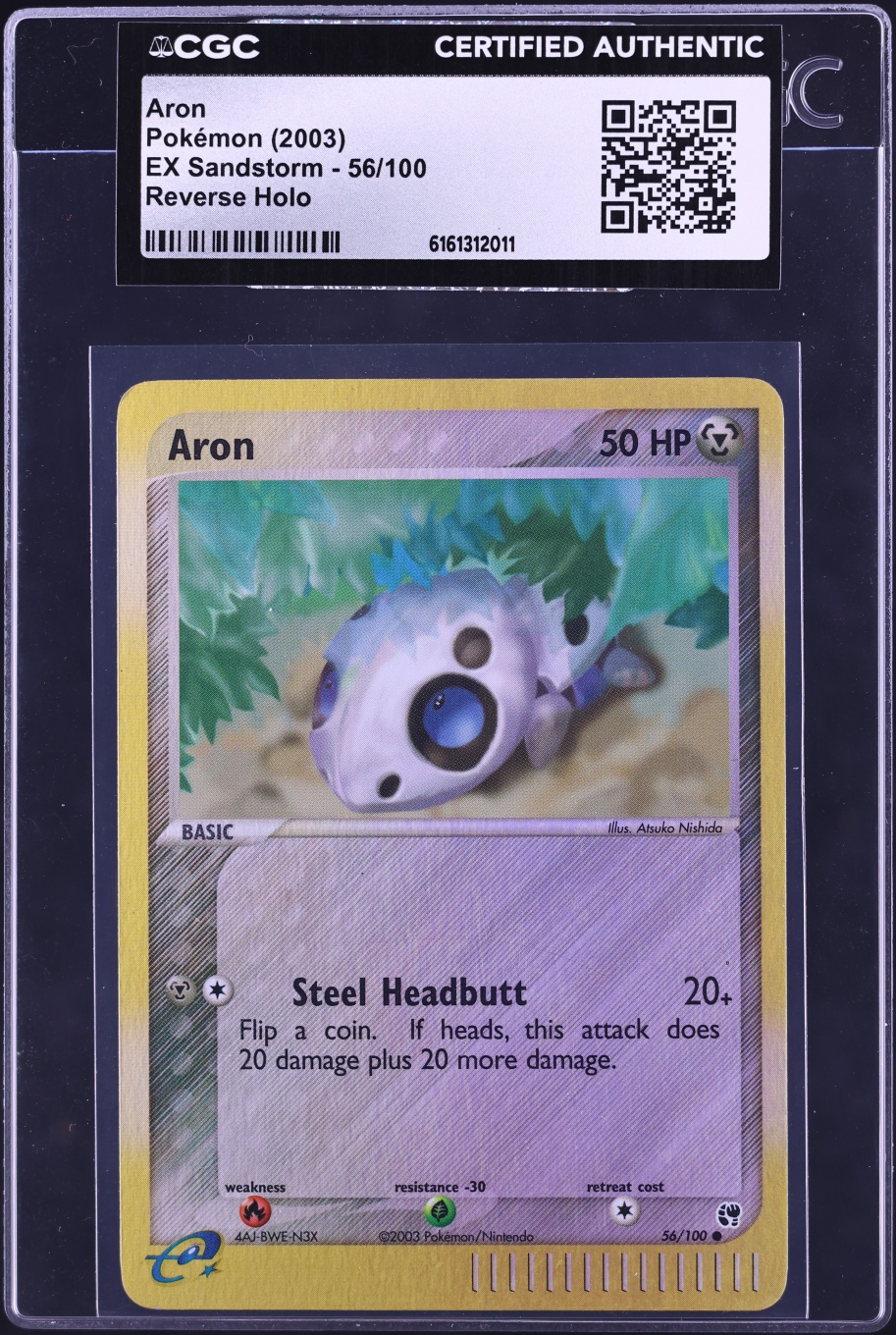 2003 Pokemon EX Sandstorm Reverse Holo Aron #56 CGC AUTH