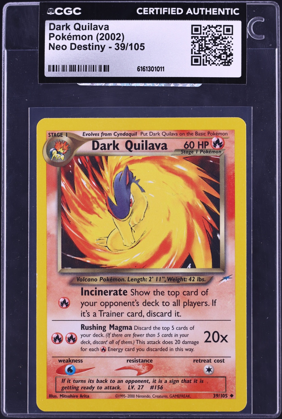 2002 Pokemon Neo Destiny Dark Quilava #39 CGC AUTH