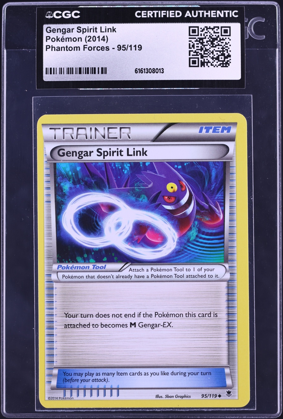 2014 Pokemon XY Phantom Forces Gengar Spirit Link #95 CGC AUTH