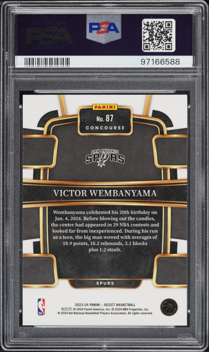 2023 Select Concourse Blue Victor Wembanyama ROOKIE #87 PSA 10 GEM MINT