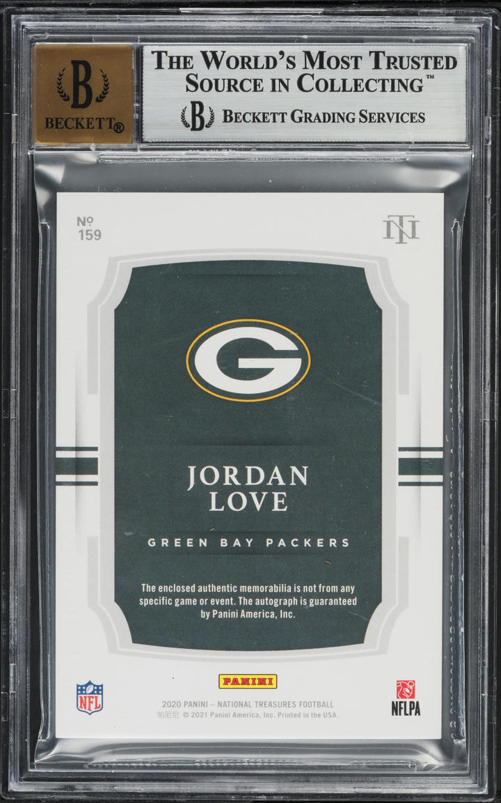 2020 National Treasures Stars Stripes Jordan Love RC PATCH AUTO /20 #159 BGS 9