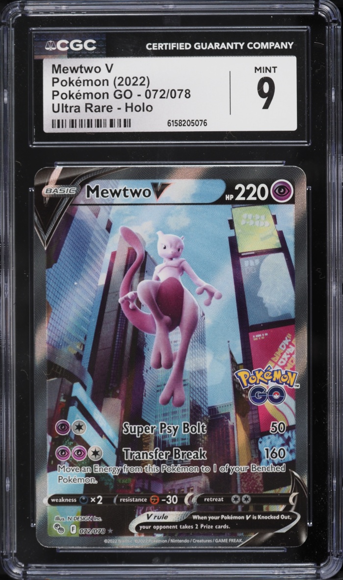 2022 Pokemon Sword & Shield Pokemon GO Alt Art Mewtwo V #72 CGC 9 MINT