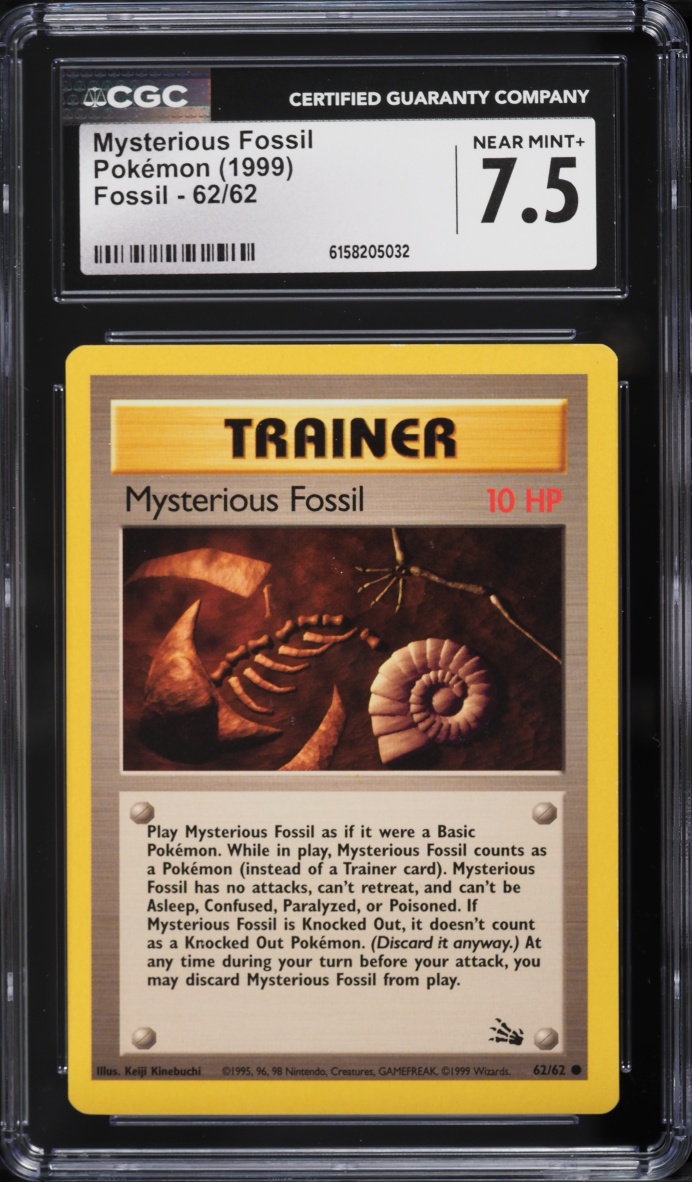 1999 Pokemon Fossil Mysterious Fossil #62 CGC 7.5 NRMT+