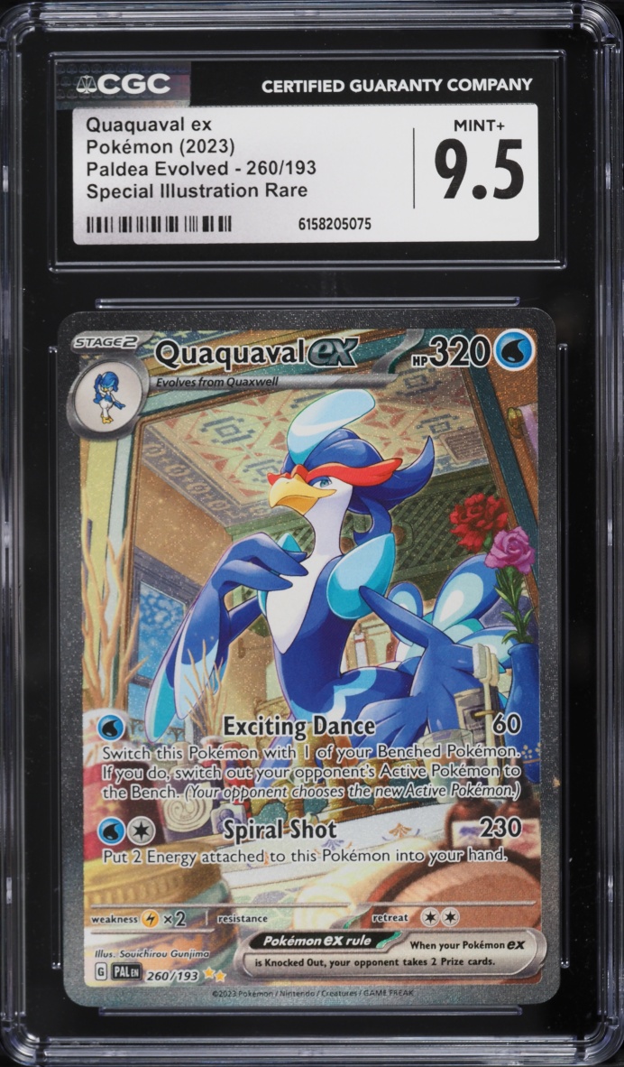 2023 Pokemon Scarlet & Violet Paldea Evolved SIR Quaquaval EX #260 CGC 9.5 MINT+
