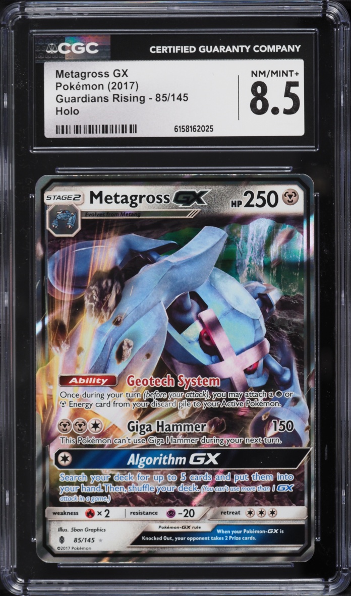 2017 Pokemon Sun & Moon Guardians Rising Holo Metagross GX #85 CGC 8.5 NM-MT+