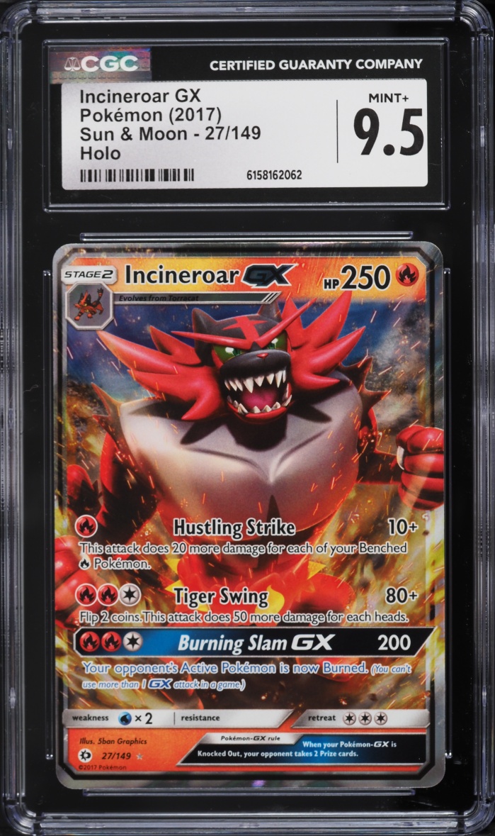 2017 Pokemon Sun & Moon Holo Incineroar GX #27 CGC 9.5 MINT+