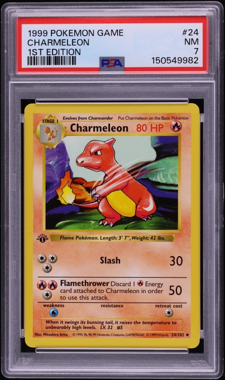 1999 Pokemon Base Set Shadowless 1st Edition Charmeleon #24 PSA 7 NRMT