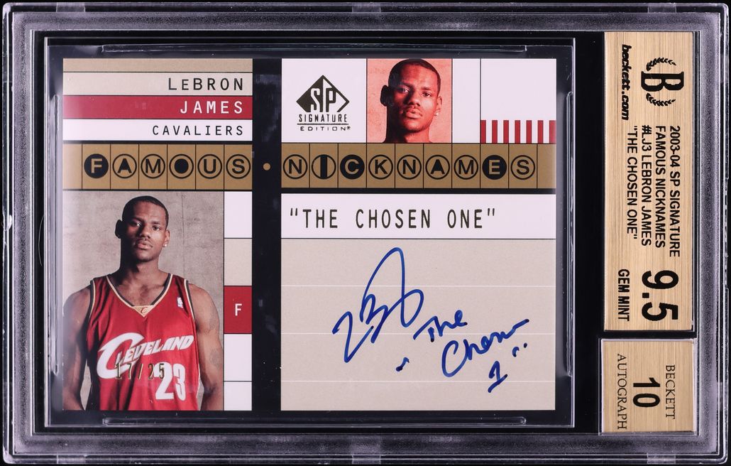 2003 SP Signature Edition Famous Nicknames LeBron James ROOKIE AUTO /25 #FN-LJ3 BGS 9.5 GEM