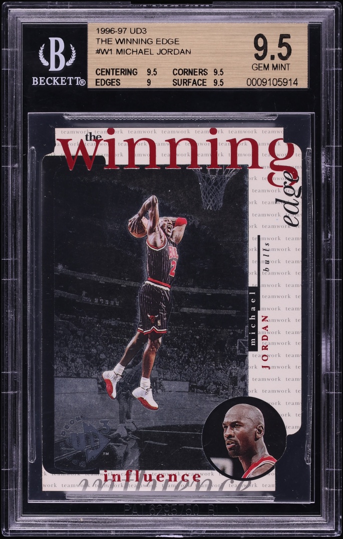 1996 Upper Deck 3 The Winning Edge Die-Cut Michael Jordan #W1 BGS 9.5 GEM MINT