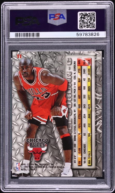 1996 Metal Basketball Michael Jordan #11 PSA 9 MINT