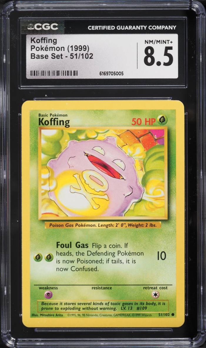 1999 Pokemon Base Set Koffing #51 CGC 8.5 NM-MT+