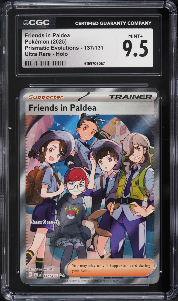 2025 Pokemon SV Prismatic Evolutions Full Art Friends In Paldea #137 CGC 9.5 MINT+
