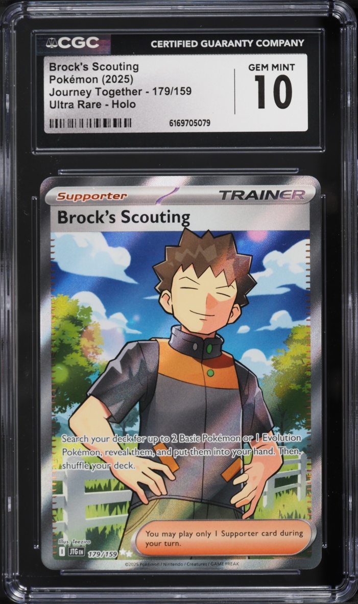 2025 Pokemon Scarlet & Violet Journey Together Full Art Brock's Scouting #179 CGC 10 GEM MINT