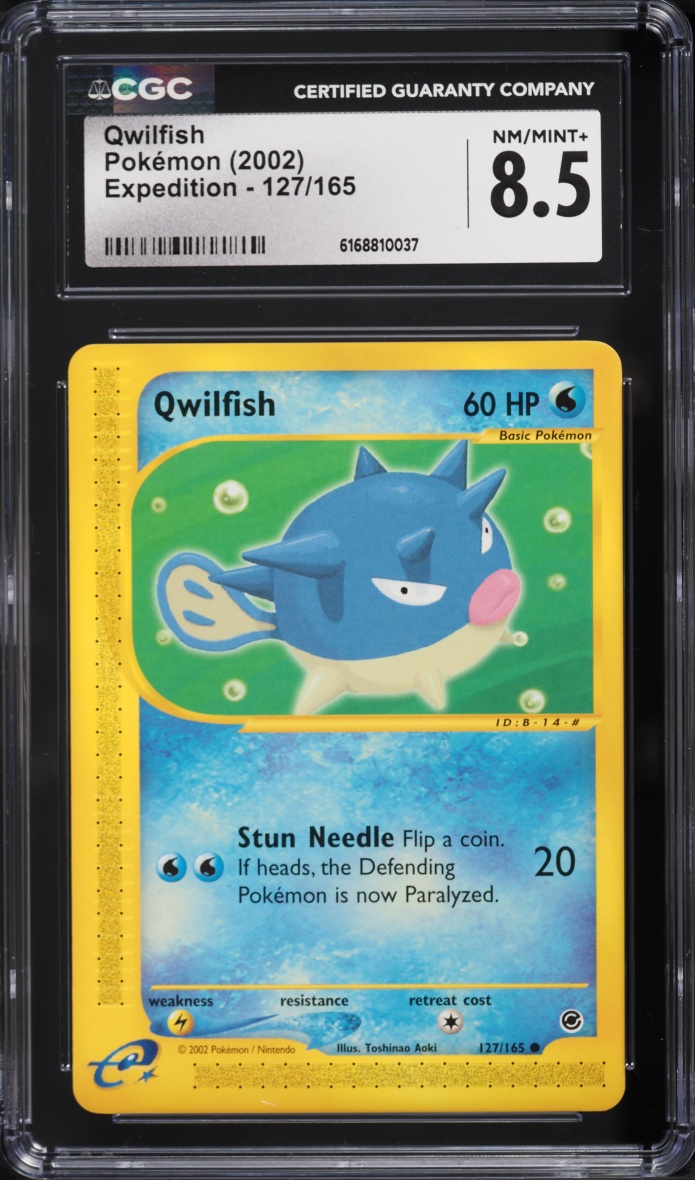 2002 Pokemon E-Card Expedition Base Set Qwilfish #127 CGC 8.5 NM-MT+