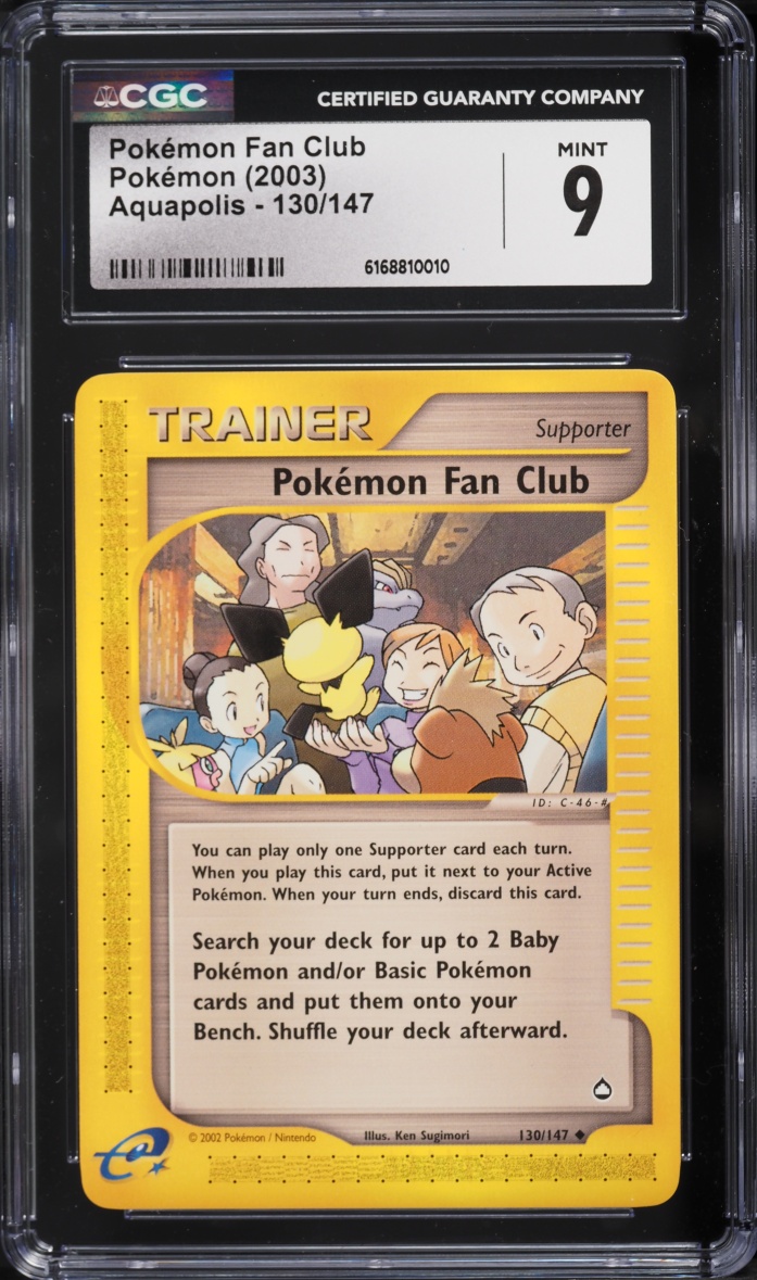 2003 Pokemon E-Card Aquapolis Pokemon Fan Club #130 CGC 9 MINT