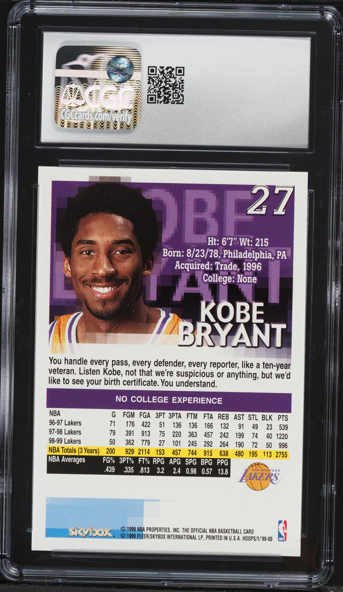 1999 Hoops Kobe Bryant #27 CGC 9 MINT