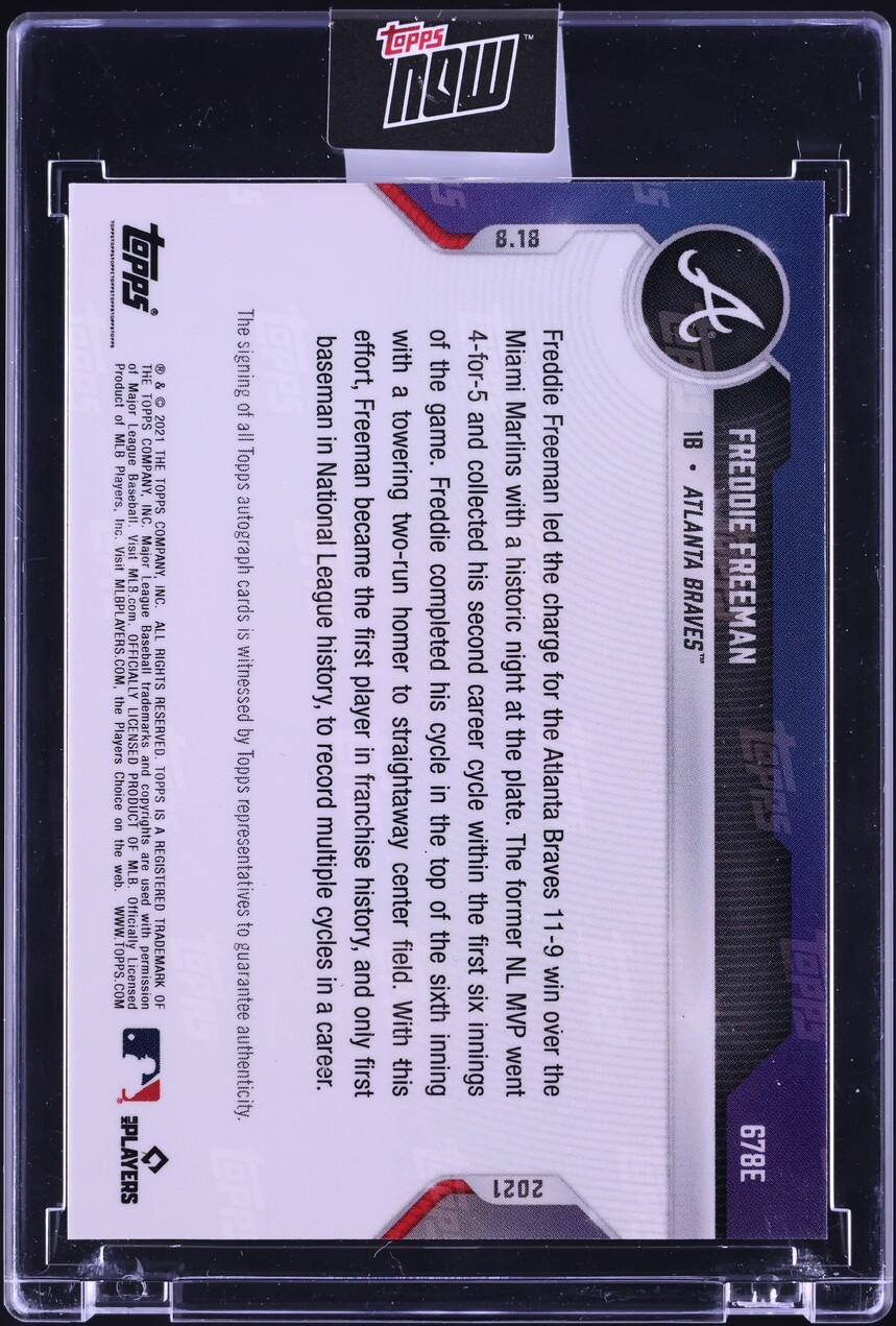2021 Topps Now Orange Freddie Freeman AUTO 1/5 #678E