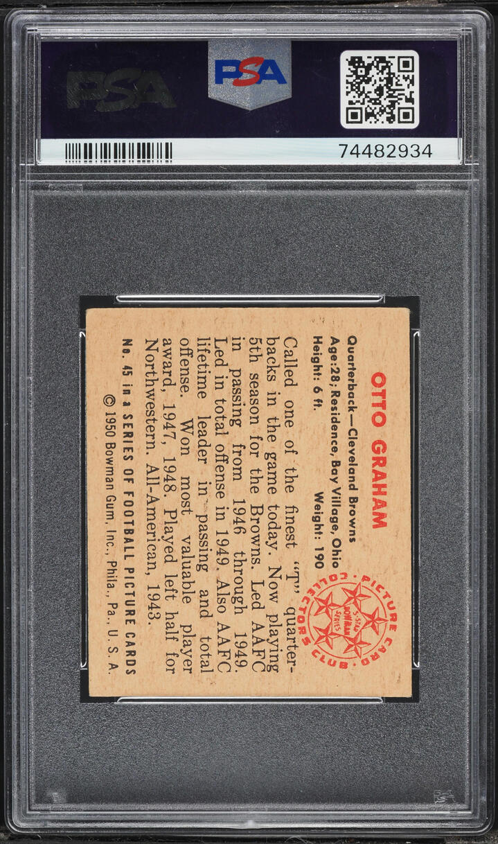 1950 Bowman Football Otto Graham ROOKIE #45 PSA 4 VGEX