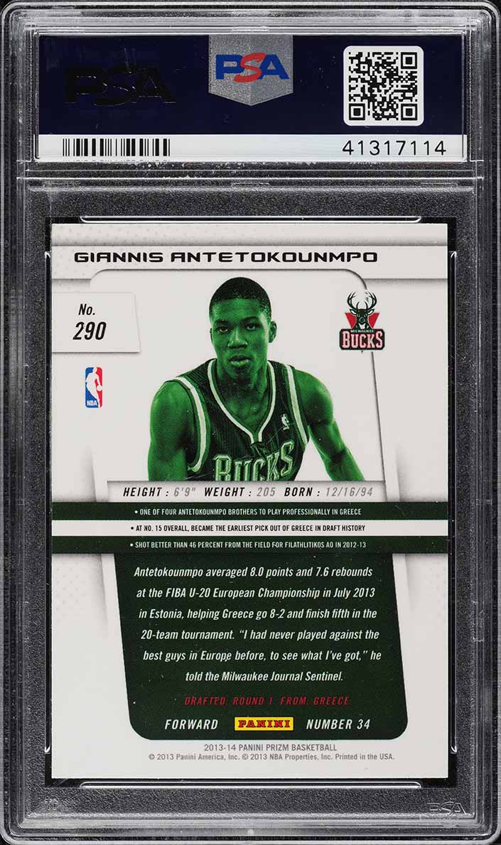 2013 Panini Prizm Giannis Antetokounmpo ROOKIE #290 PSA 10 GEM MINT