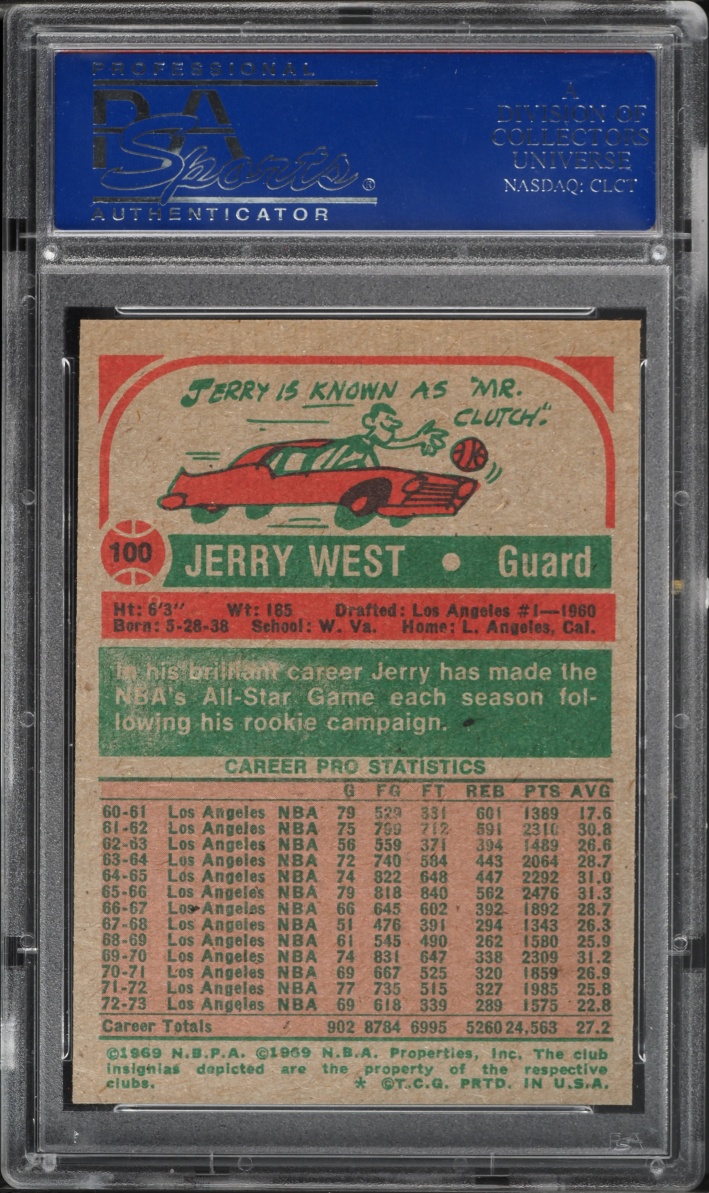 1973 Topps Basketball Jerry West #100 PSA 9 MINT