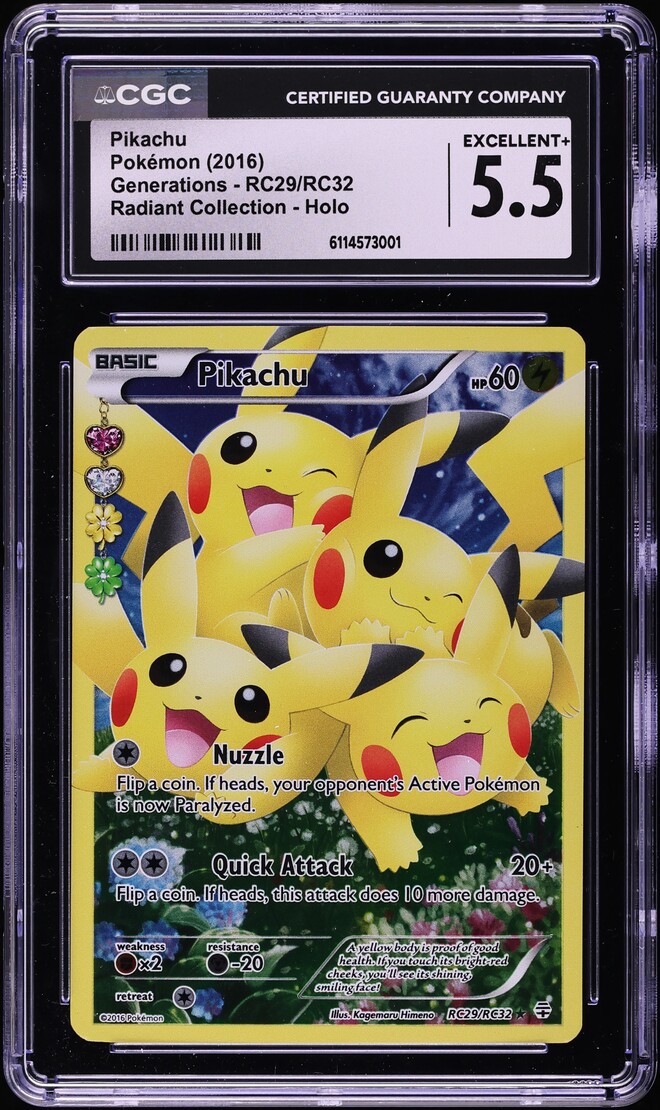 2016 Pokemon XY Generations Radiant Collection Full Art Pikachu #RC29 CGC 5.5 EX+