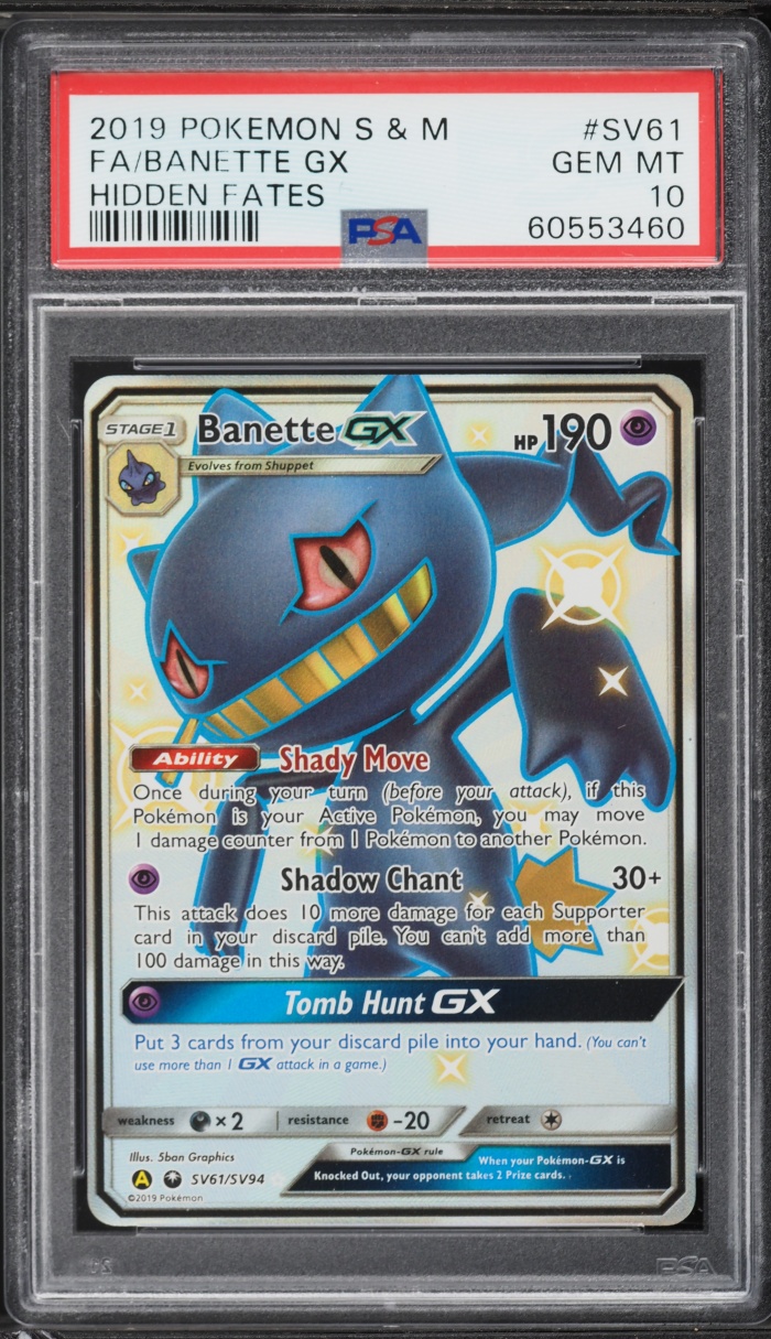 2019 Pokemon Sun & Moon Hidden Fates Full Art Banette GX #SV61 PSA 10 GEM MINT