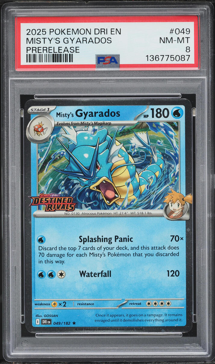 2025 Pokemon Scarlet & Violet Destined Rivals Prerelease Misty's Gyarados #49 PSA 8 NM-MT