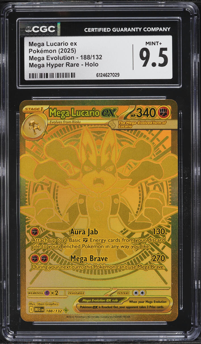 2025 Pokemon Mega Evolution MHR Mega Lucario EX #188 CGC 9.5 MINT+