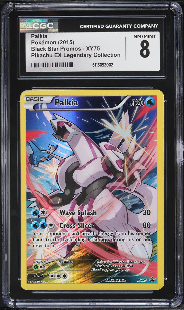 2015 Pokemon XY Black Star Promo Pikachu EX Legendary Collection Full Art Palkia #XY75 CGC 8