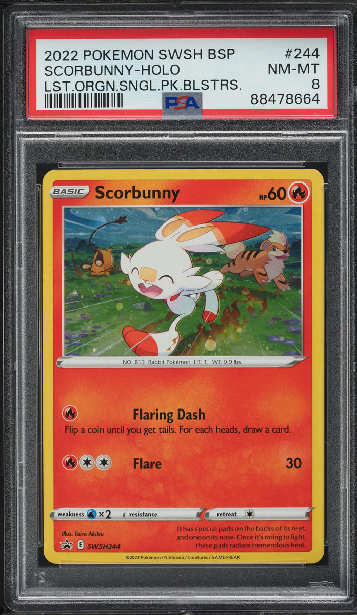 2022 Pokemon SWSH Black Star Promo Lost Origin Holo Scorbunny #244 PSA 8 NM-MT