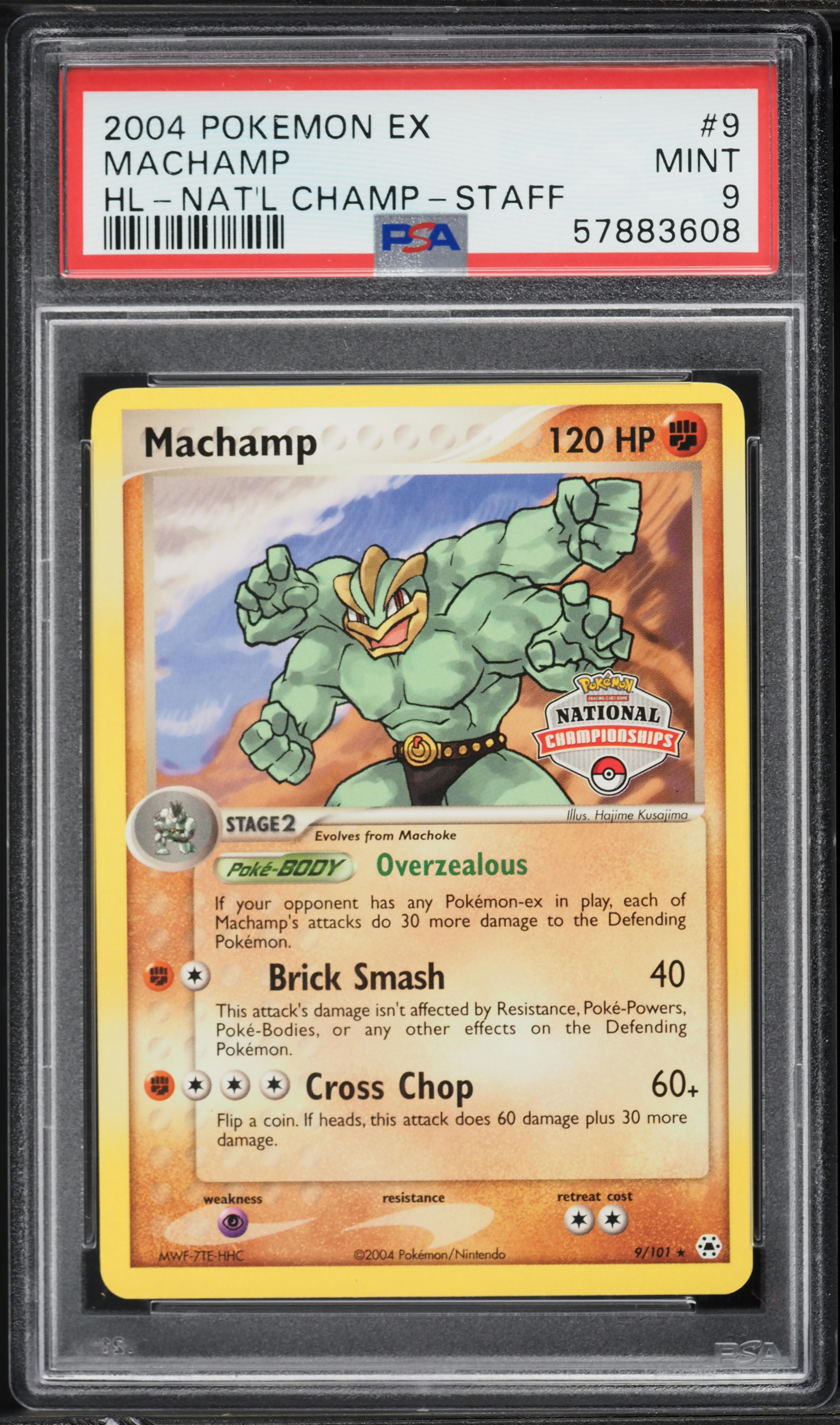 2004 Pokemon EX Hidden Legends National Championships Staff Machamp #9 PSA 9 MINT