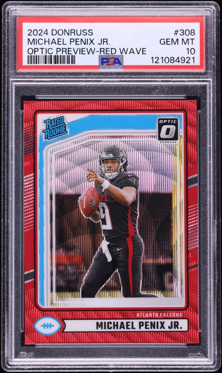 2024 Donruss Optic Preview Red Wave Prizm Michael Penix Jr. ROOKIE #308 PSA 10 GEM MINT