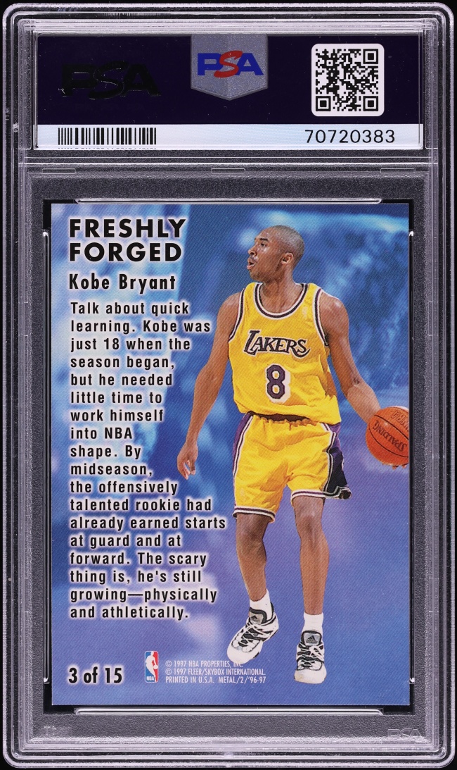 1996 Metal Freshly Forged Kobe Bryant ROOKIE #3 PSA 8 NM-MT