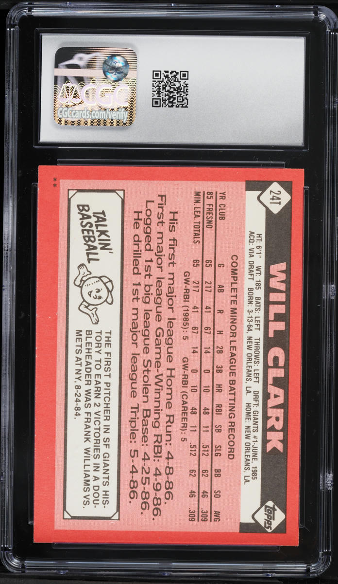 1986 Topps Traded Will Clark ROOKIE #24T CGC 8.5 NM-MT+