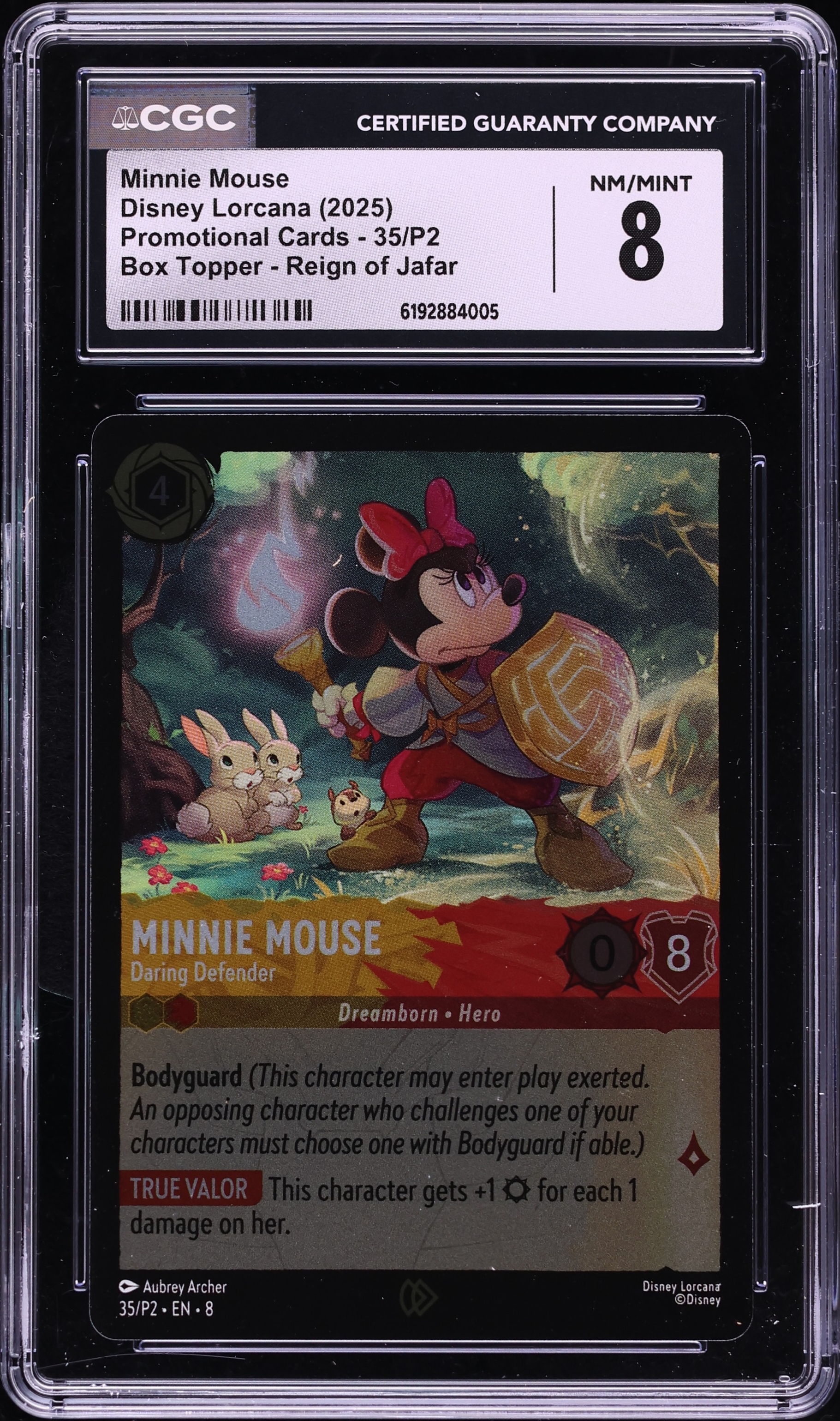 2025 Disney Lorcana Promo Reign Of Jafar Box Topper Minnie Mouse Daring Defender #35 CGC 8