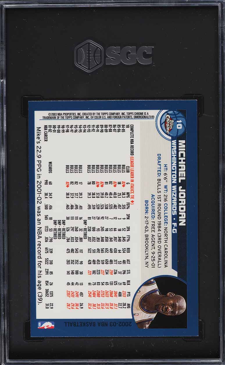 2002 Topps Chrome Michael Jordan #10 SGC 9.5 MINT+