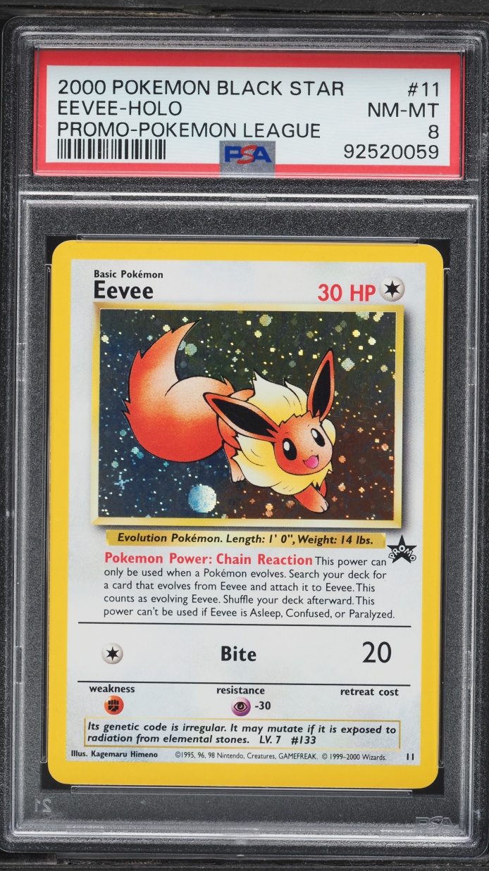 2000 Pokemon League Black Star Promo Holo Eevee #11 PSA 8 NM-MT
