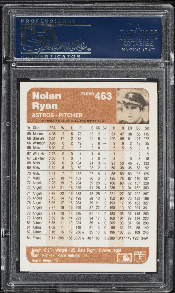 1983 Fleer Nolan Ryan #463 PSA 10 GEM MINT
