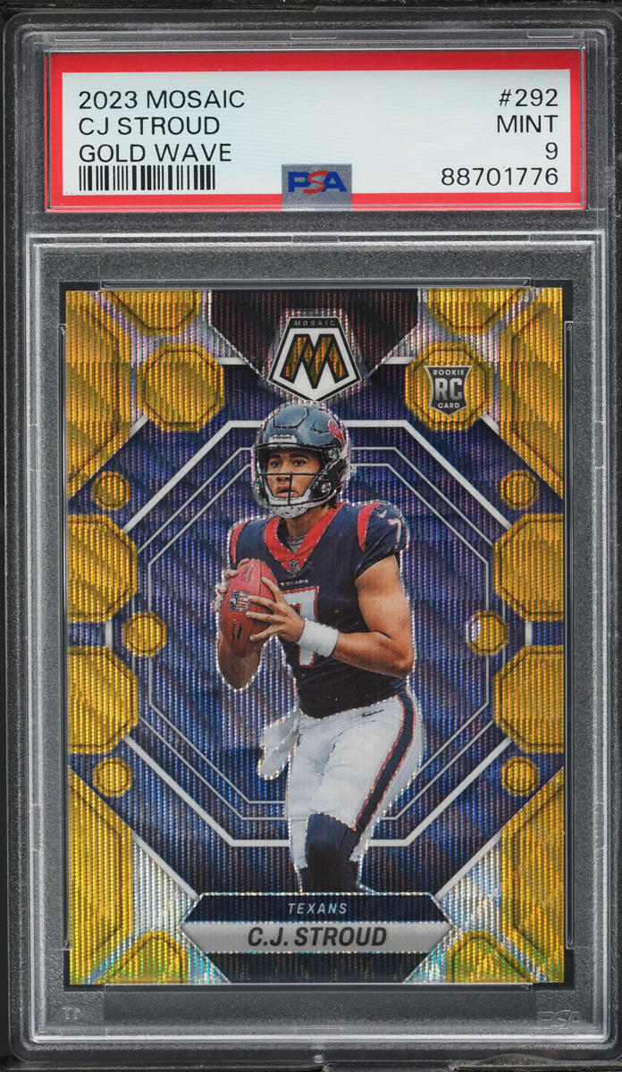 2023 Panini Mosaic Gold Wave C.J. Stroud ROOKIE /17 #292 PSA 9 MINT