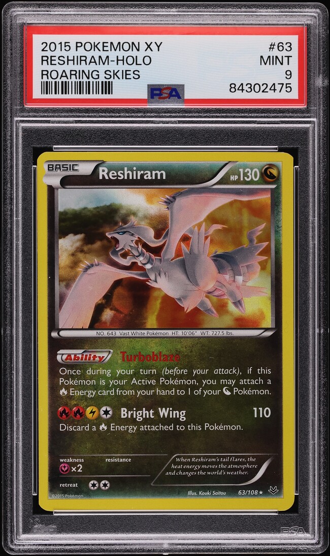 2015 Pokemon XY Roaring Skies Holo Reshiram #63 PSA 9 MINT