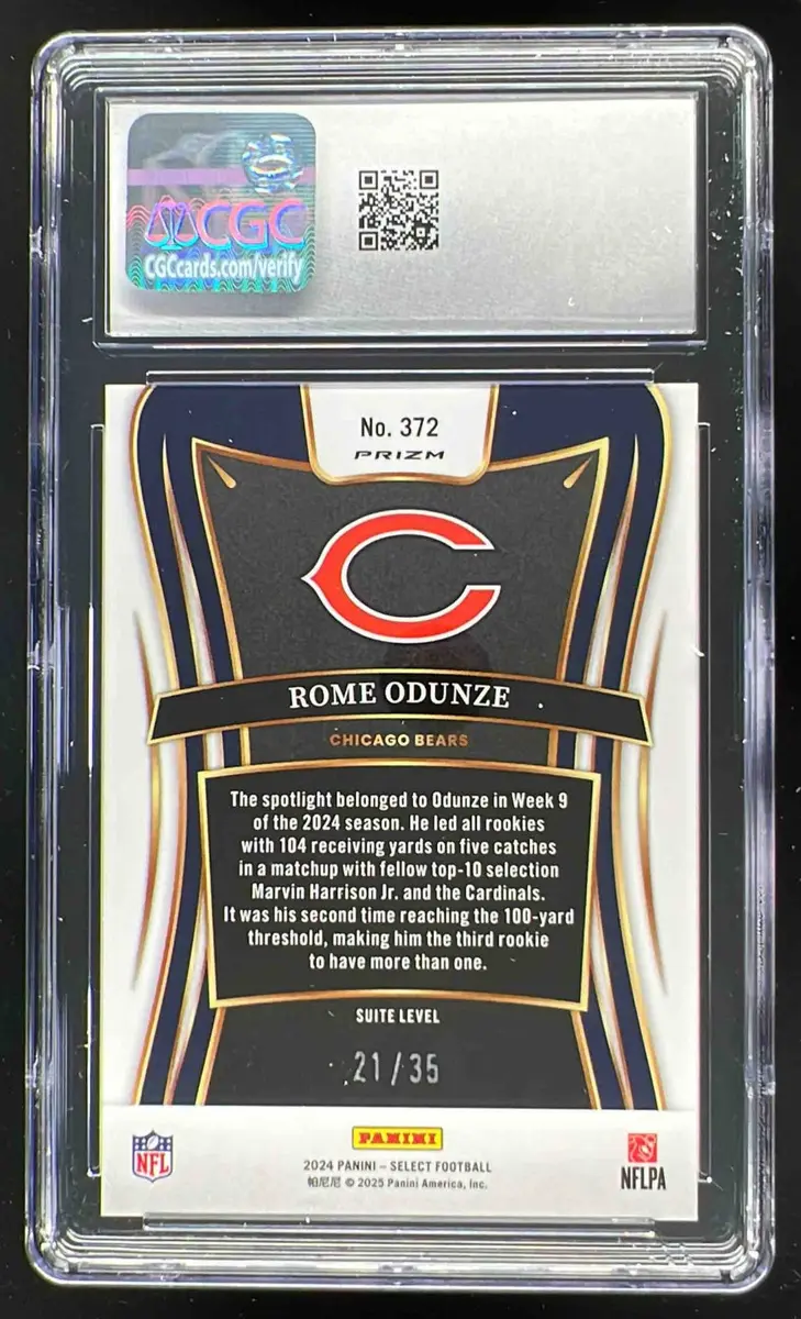 2024 Panini Select Suite White Prizm #372 Rome Odunze RC /35