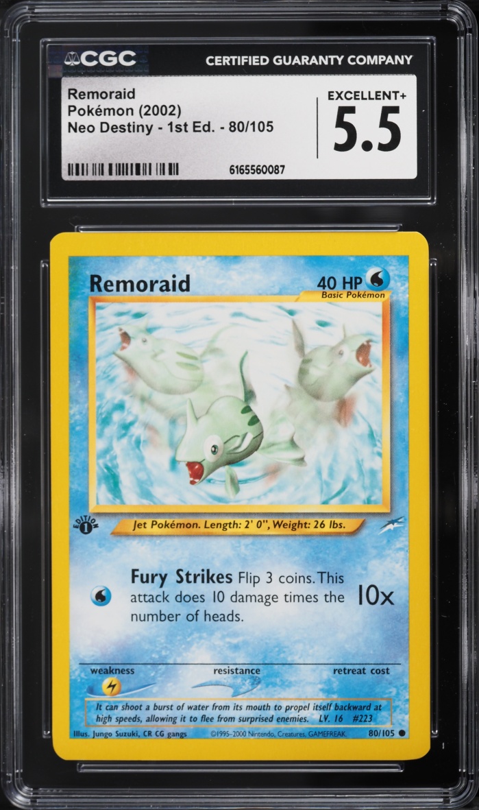2002 Pokemon Neo Destiny 1st Edition Remoraid #80 CGC 5.5 EX+