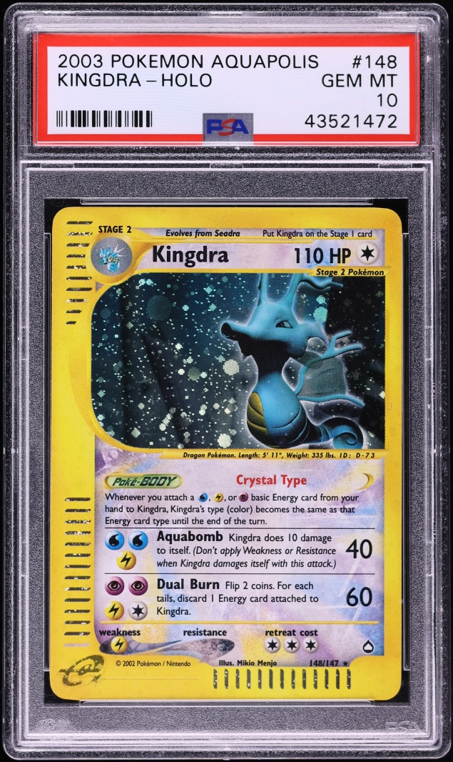 2003 Pokemon Aquapolis Holo Crystal Kingdra #148 PSA 10 GEM MINT