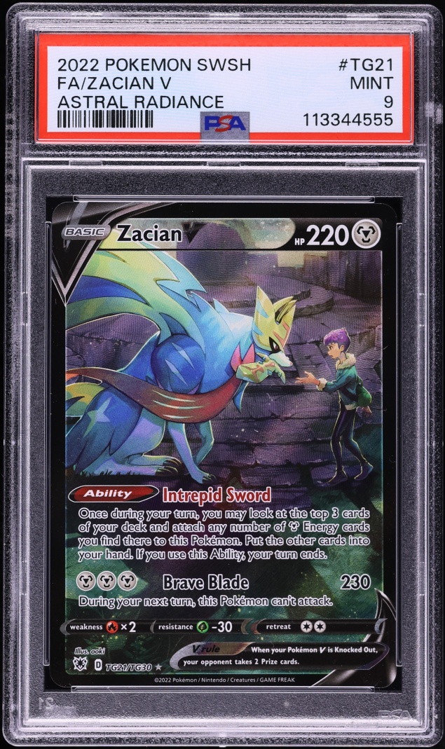 2022 Pokemon Sword & Shield Astral Radiance CHR Zacian V #TG21 PSA 9 MINT