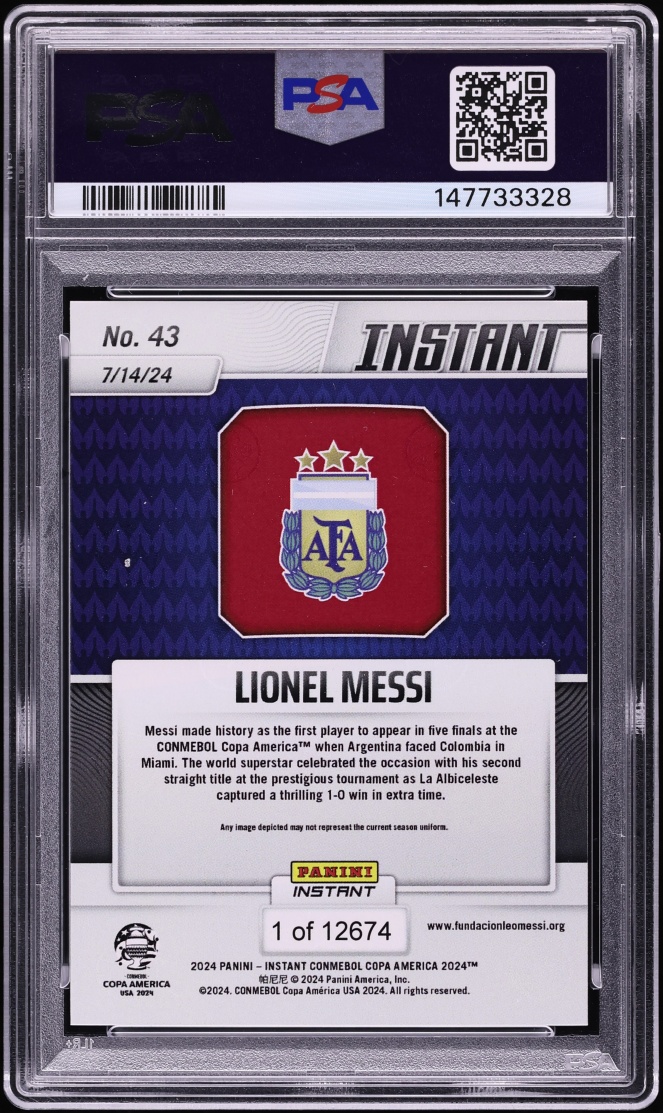 2024 Panini Instant Copa America Lionel Messi /12674 #43 PSA 10 GEM MINT