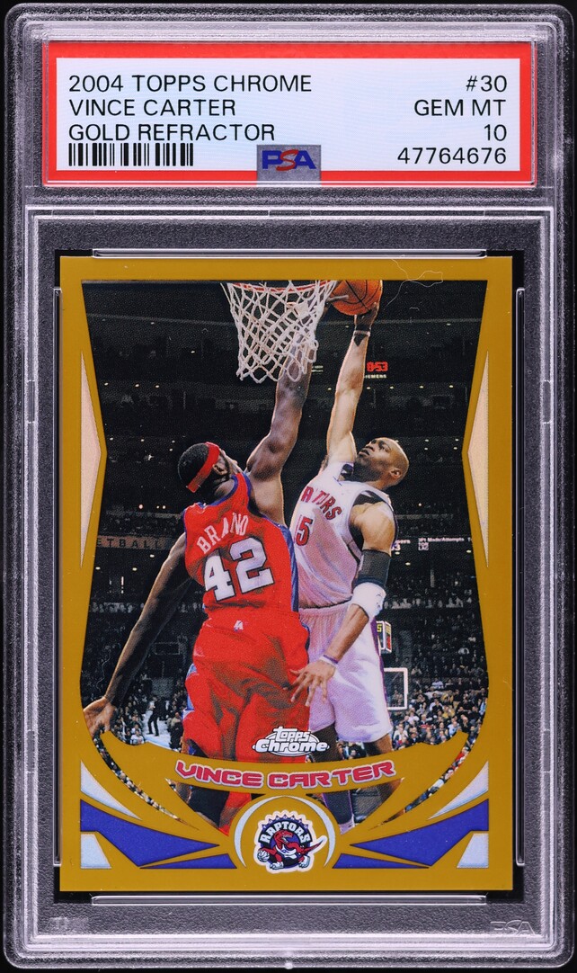 2004 Topps Chrome Gold Refractor Vince Carter /99 #30 PSA 10 GEM MINT