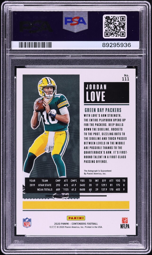 2020 Panini Contenders Wild Card Jordan Love ROOKIE AUTO #111 PSA 10 GEM MINT